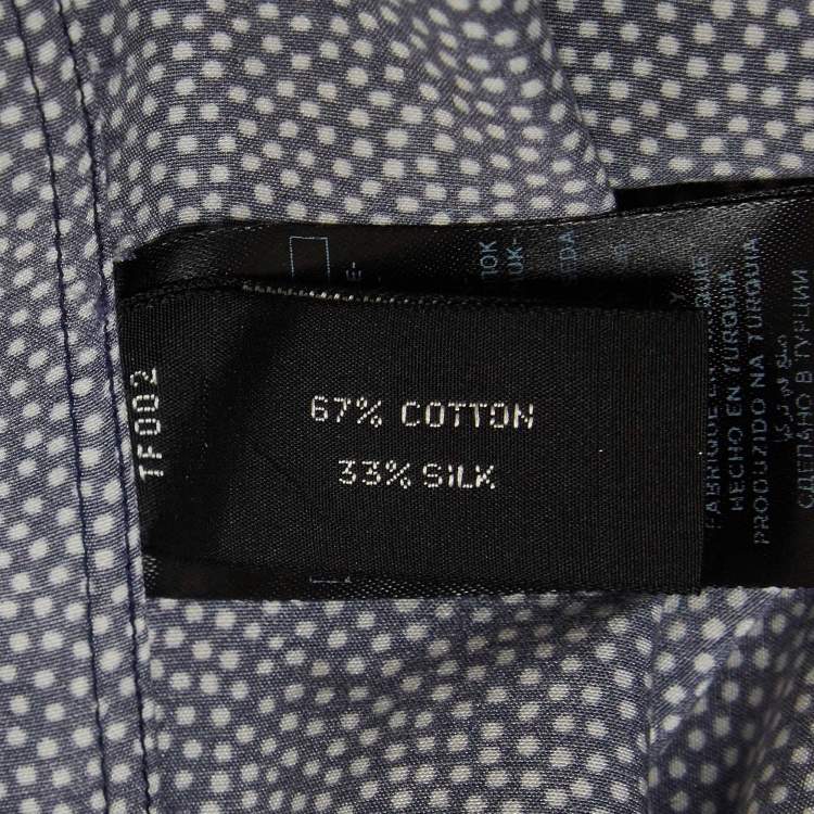 Pre Owned Tom Ford Blue Dotted Cotton & Silk Buttoned-Up Shirt L