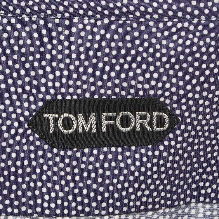 Pre Owned Tom Ford Blue Dotted Cotton & Silk Buttoned-Up Shirt L