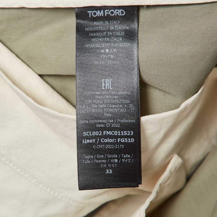 Pre Owned Tom Ford Light Green Cotton Cargo Pants M