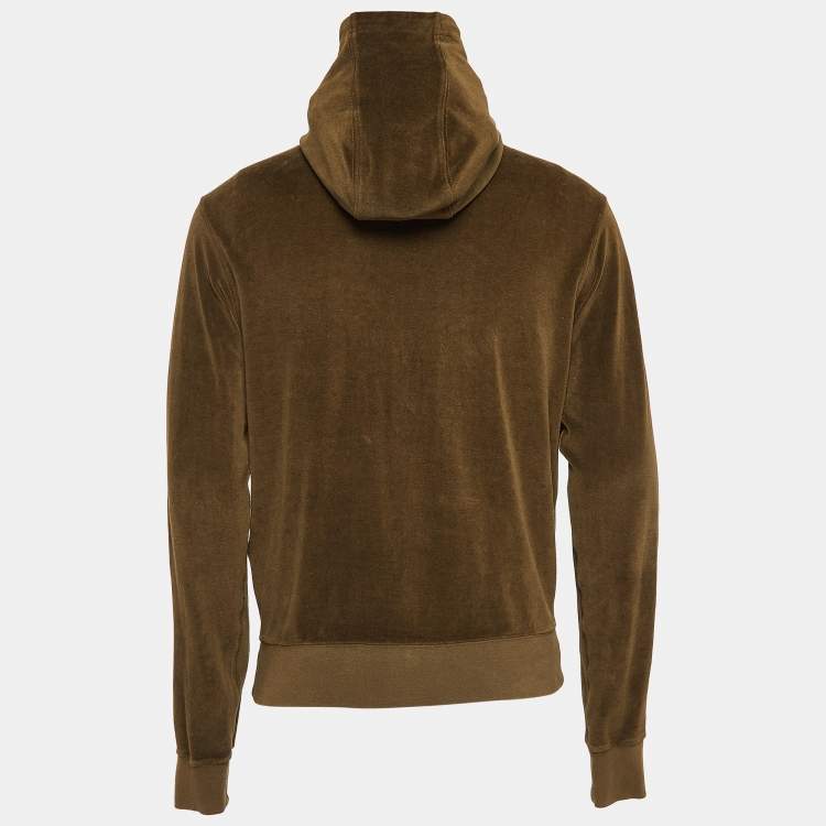 Pre Owned Tom Ford Brown Velvet Hooded Zip-Up Jacket S
