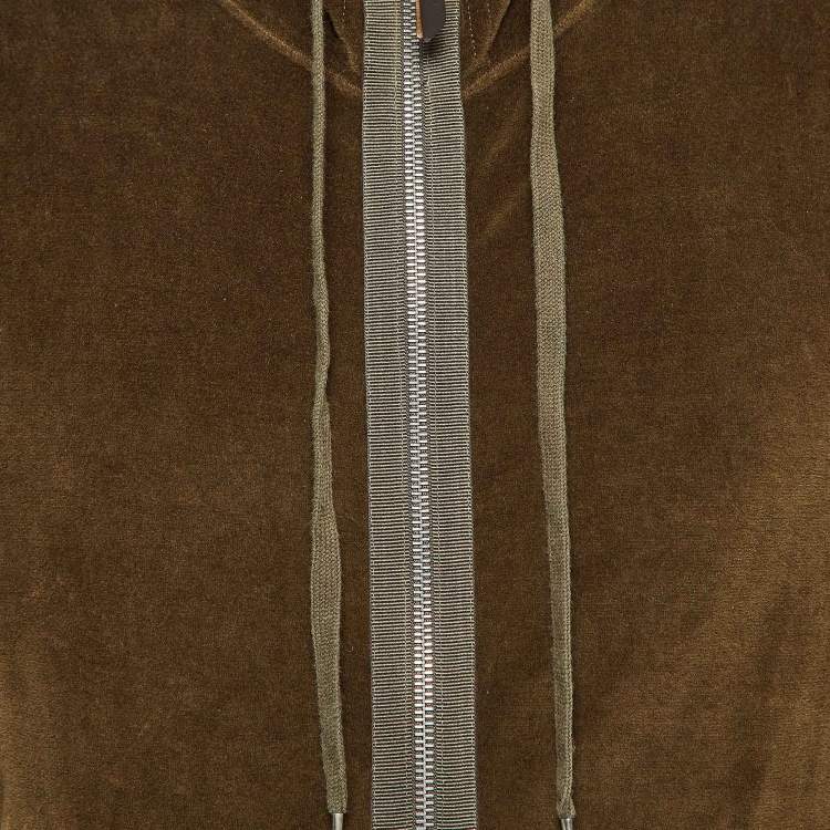Pre Owned Tom Ford Brown Velvet Hooded Zip-Up Jacket S