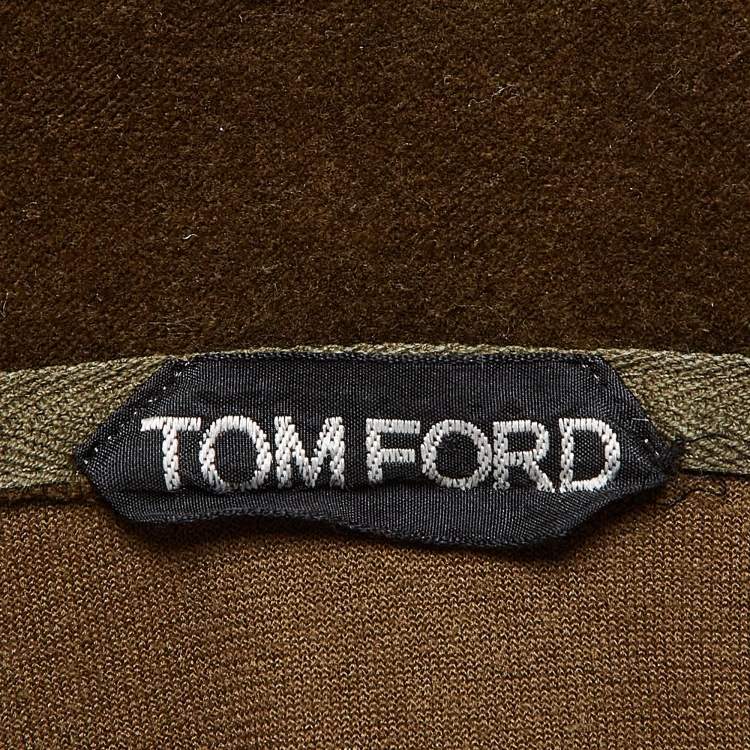 Pre Owned Tom Ford Brown Velvet Hooded Zip-Up Jacket S