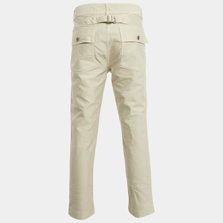 Pre Owned Tom Ford Cream Cotton Slim Fit Trousers M