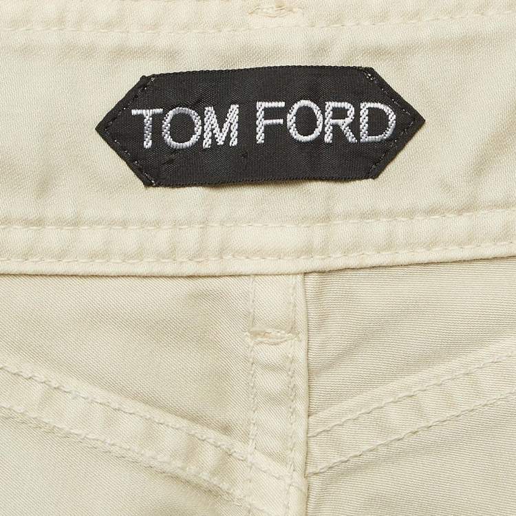 Pre Owned Tom Ford Cream Cotton Slim Fit Trousers M