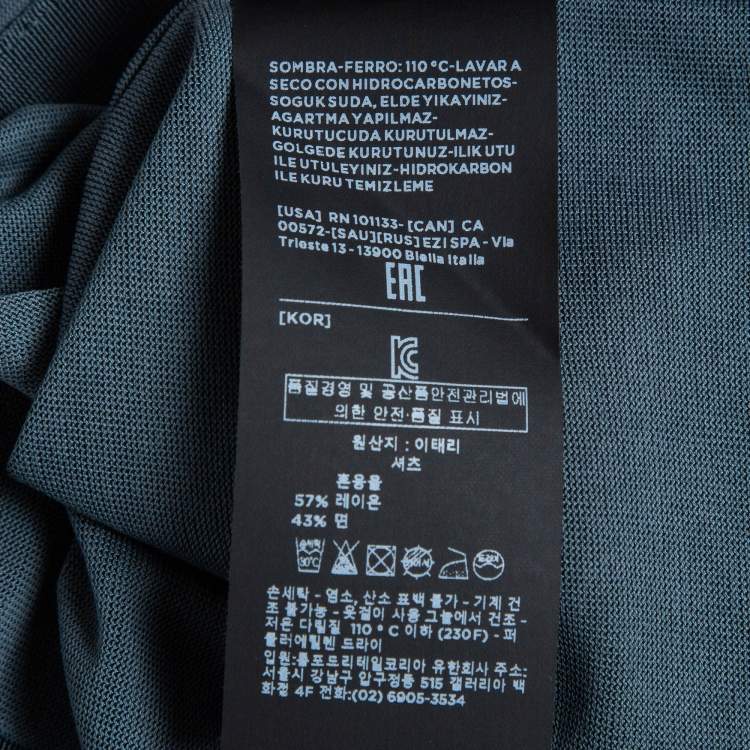 Pre Owned Tom Ford Blue Stretch Knit Button Front Shirt XL
