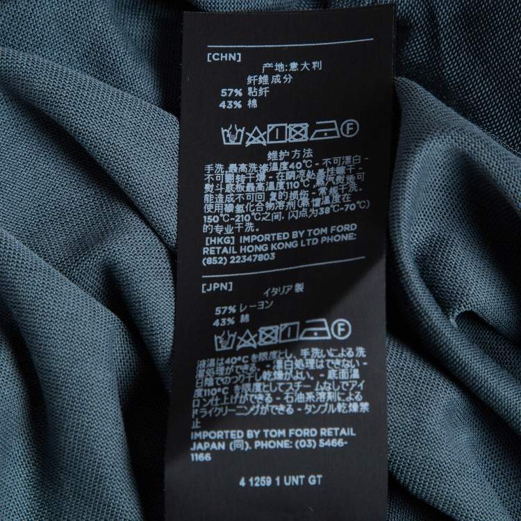 Pre Owned Tom Ford Blue Stretch Knit Button Front Shirt XL