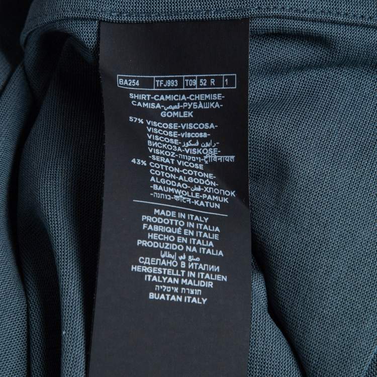 Pre Owned Tom Ford Blue Stretch Knit Button Front Shirt XL
