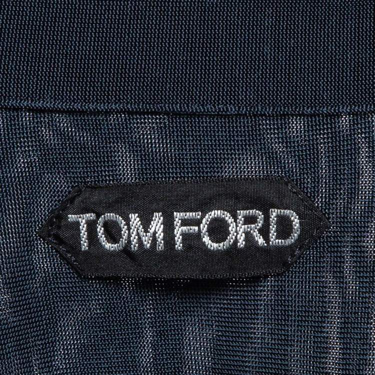 Pre Owned Tom Ford Navy Blue Stretch Knit Button Front Shirt XL
