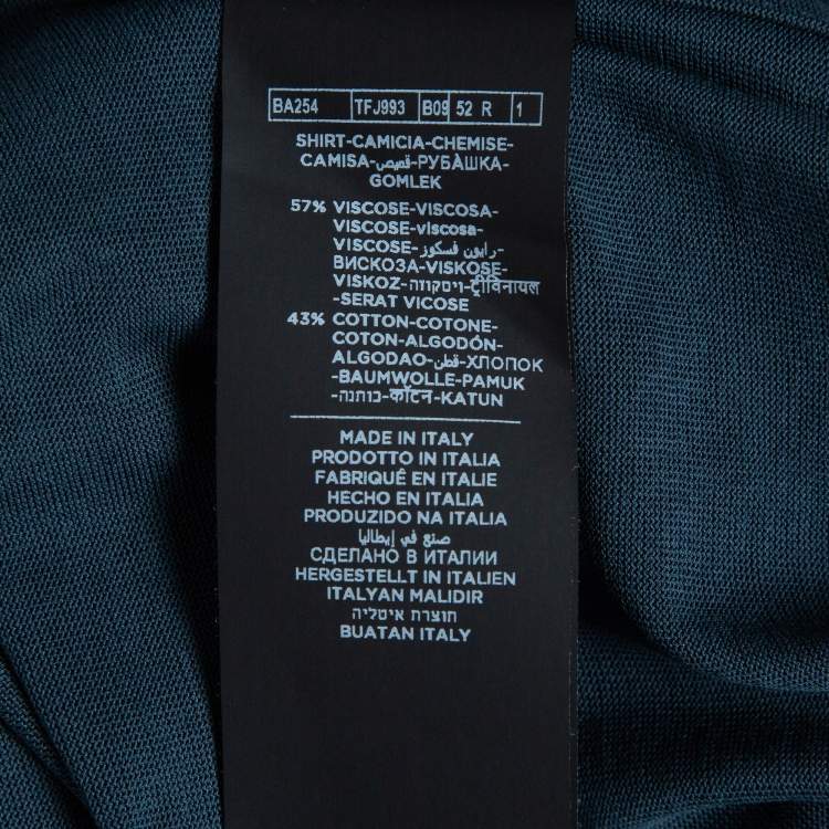 Pre Owned Tom Ford Navy Blue Stretch Knit Button Front Shirt XL