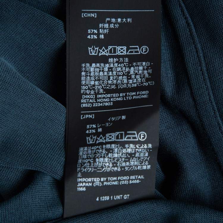 Pre Owned Tom Ford Navy Blue Stretch Knit Button Front Shirt XL