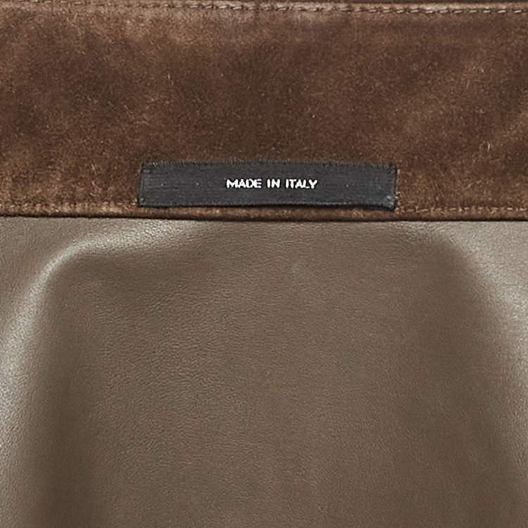 Pre Owned Tom Ford Brown Suede Button Front Shirt L