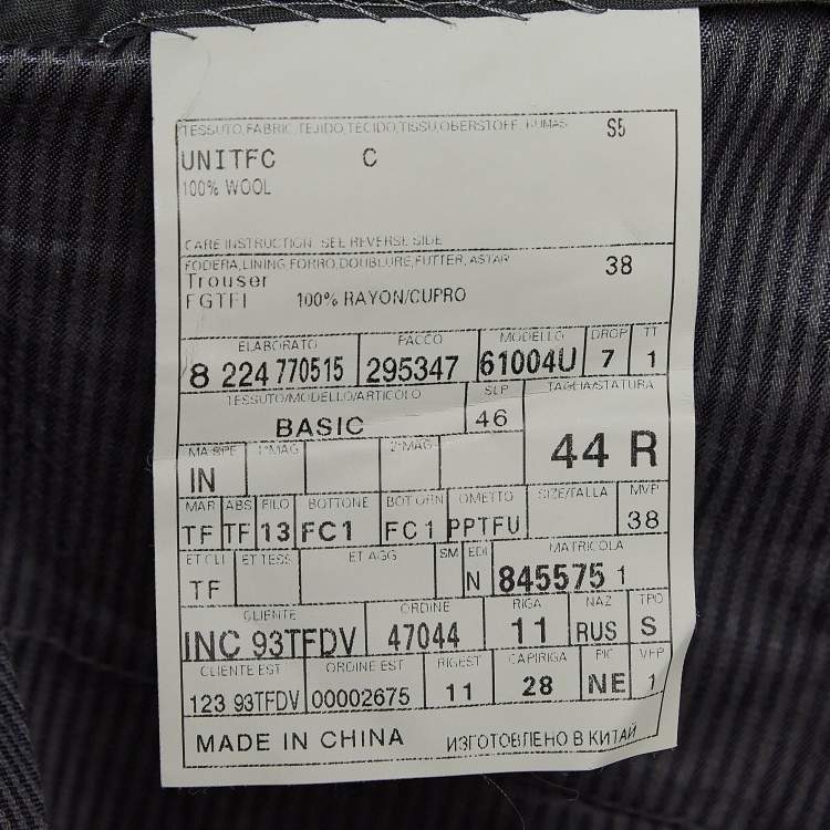 Pre Owned Tom Ford Grey Wool Regular Buckled Waist Trousers XS