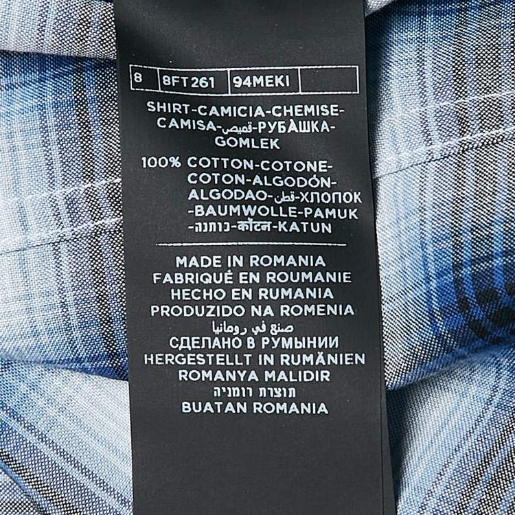 Pre Owned Tom Ford Blue Plaid Cotton Button Front Shirt M