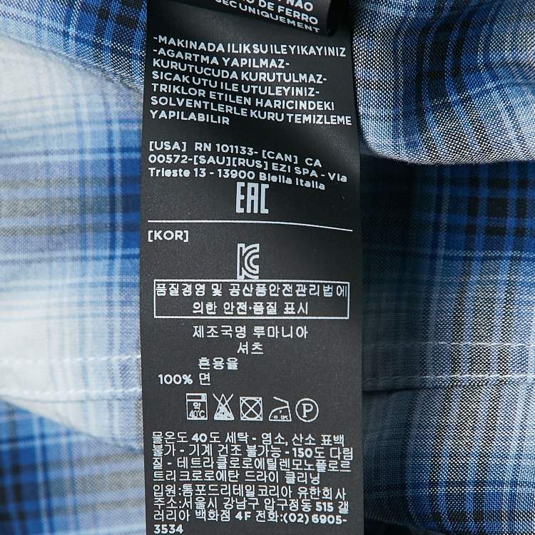 Pre Owned Tom Ford Blue Plaid Cotton Button Front Shirt M