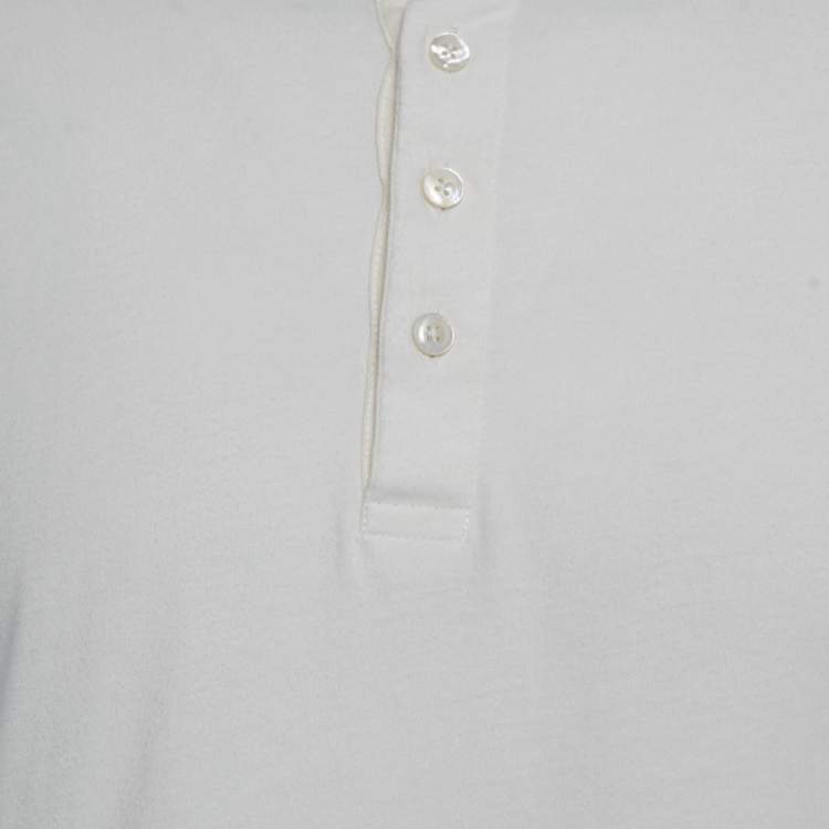 Pre Owned Tom Ford White Jersey Buttoned Crew Neck T-Shirt XXL