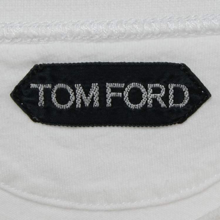 Pre Owned Tom Ford White Jersey Buttoned Crew Neck T-Shirt XXL