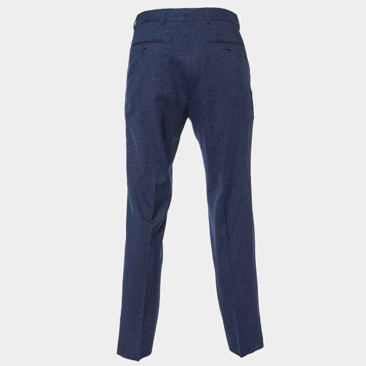 Pre Owned Tom Ford Dark Blue Wool & Silk Regular Fit Trousers S