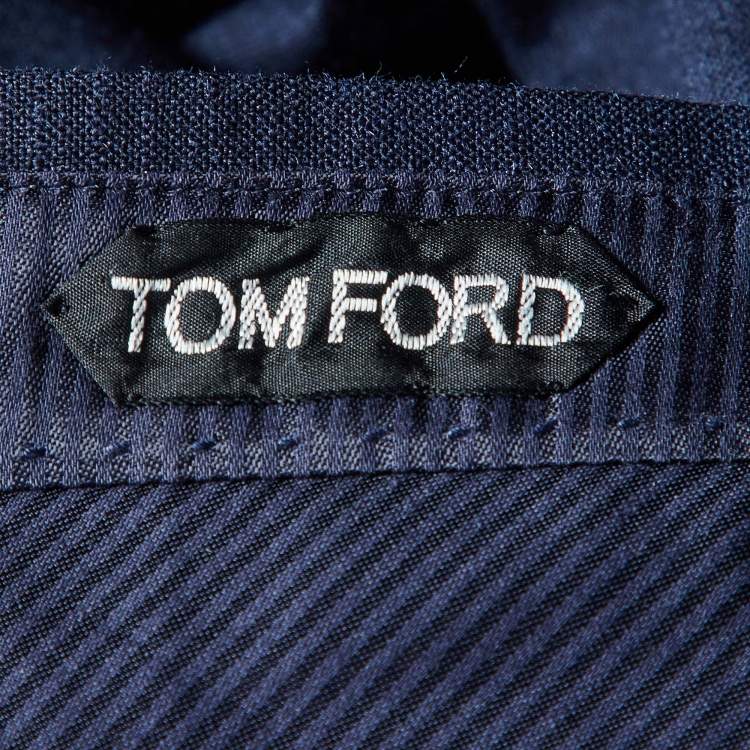 Pre Owned Tom Ford Dark Blue Wool & Silk Regular Fit Trousers S