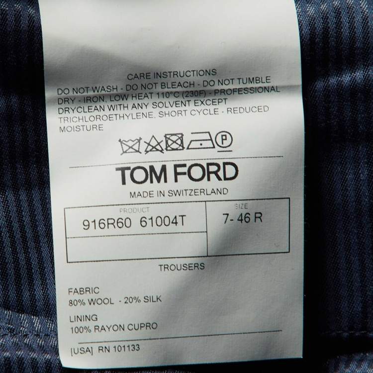 Pre Owned Tom Ford Dark Blue Wool & Silk Regular Fit Trousers S