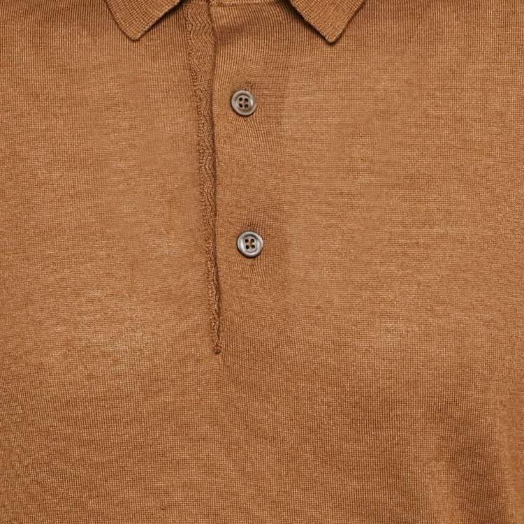 Pre Owned Tom Ford Brown Cashmere Knit Polo T-Shirt XL