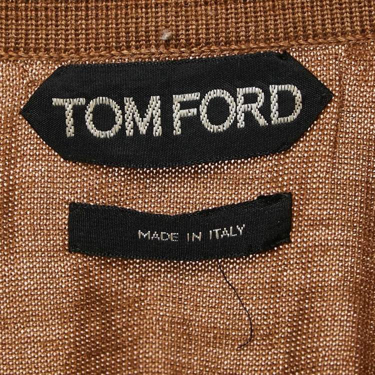 Pre Owned Tom Ford Brown Cashmere Knit Polo T-Shirt XL