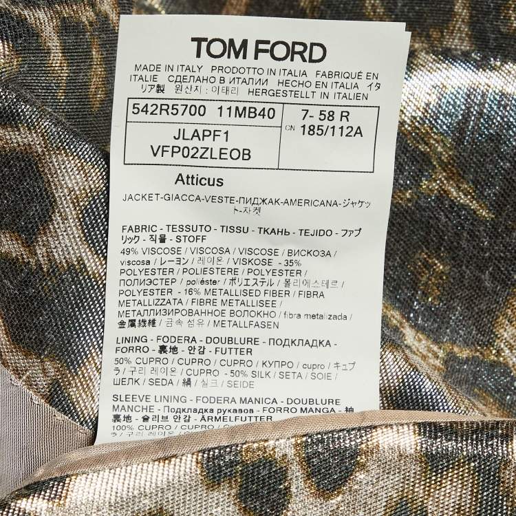 Pre Owned Tom Ford Metallic Leopard Print Lurex Crepe Blazer 4XL