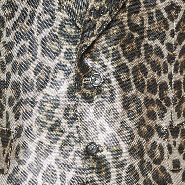 Pre Owned Tom Ford Metallic Leopard Print Lurex Crepe Blazer 4XL