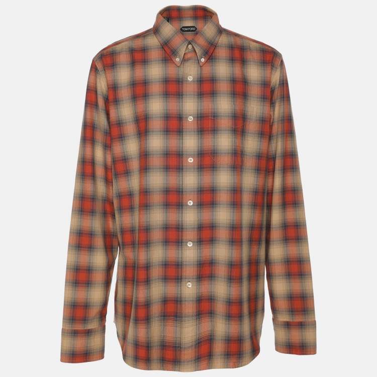 Pre Owned Tom Ford Multicolor Check Cottn Button Front Shirt S