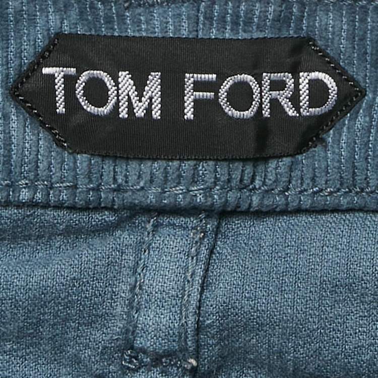 Pre Owned Tom Ford Blue Corduroy Straight Leg Pants L