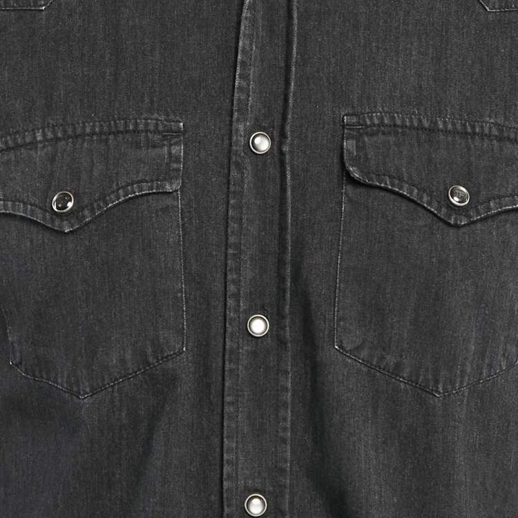 Pre Owned Tom Ford Black Faded Denim Button Front Shirt M