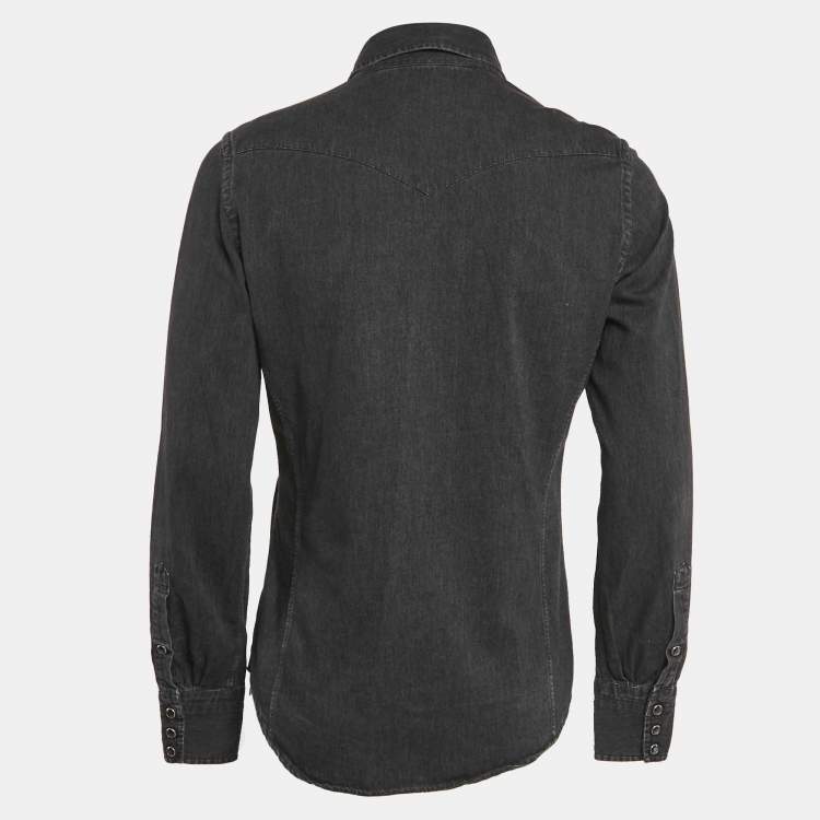 Pre Owned Tom Ford Black Faded Denim Button Front Shirt M