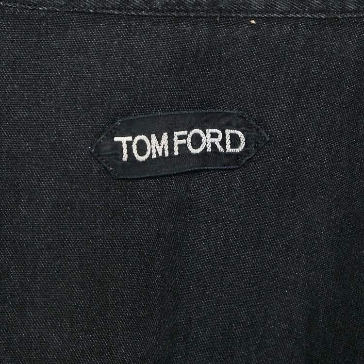 Pre Owned Tom Ford Black Faded Denim Button Front Shirt M