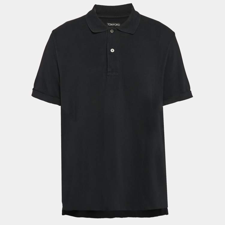 Pre Owned Tom Ford Black Pique Cotton Polo T-Shirt 4XL