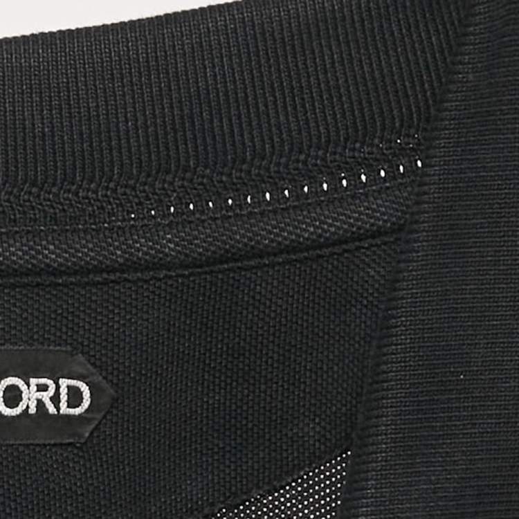 Pre Owned Tom Ford Black Pique Cotton Polo T-Shirt 4XL