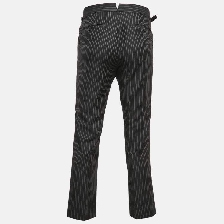 Pre Owned Tom Ford Black Pinstripe Wool Formal Trousers S