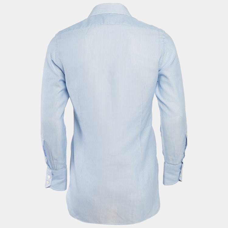 Pre Owned Tom Ford Blue Pinstripe Cotton Long Sleeve Shirt M