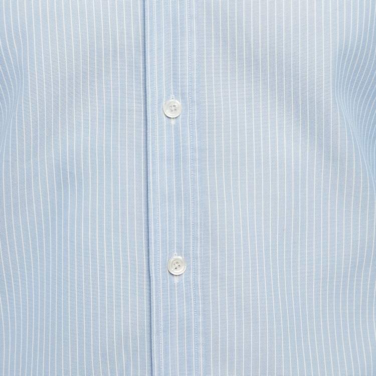 Pre Owned Tom Ford Blue Pinstripe Cotton Long Sleeve Shirt M