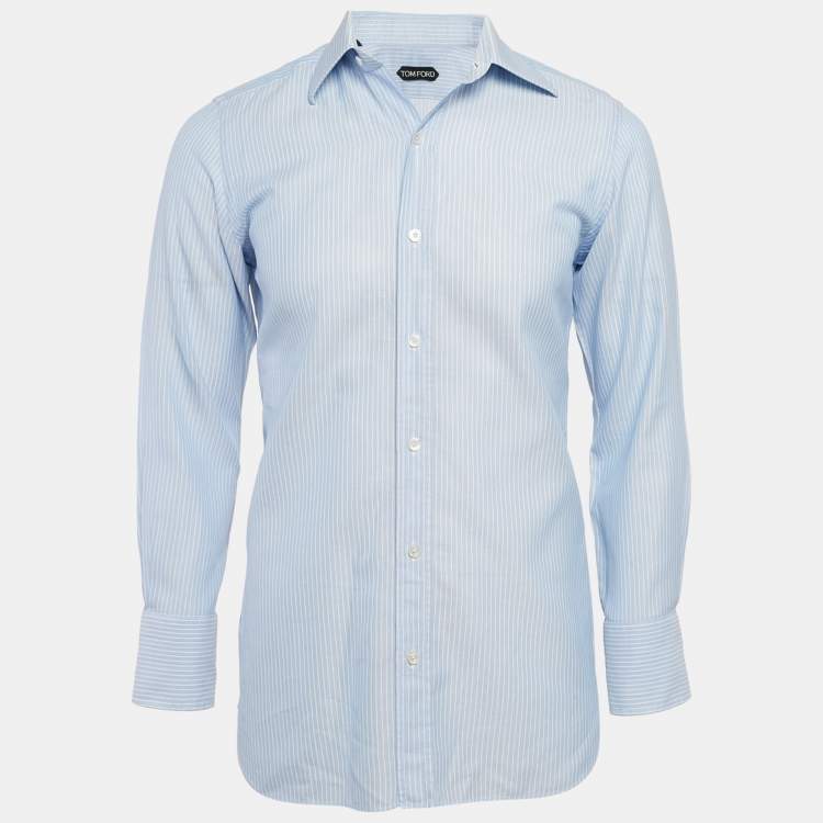 Pre Owned Tom Ford Blue Pinstripe Cotton Long Sleeve Shirt M