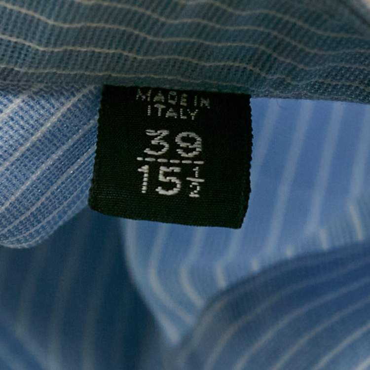 Pre Owned Tom Ford Blue Pinstripe Cotton Long Sleeve Shirt M