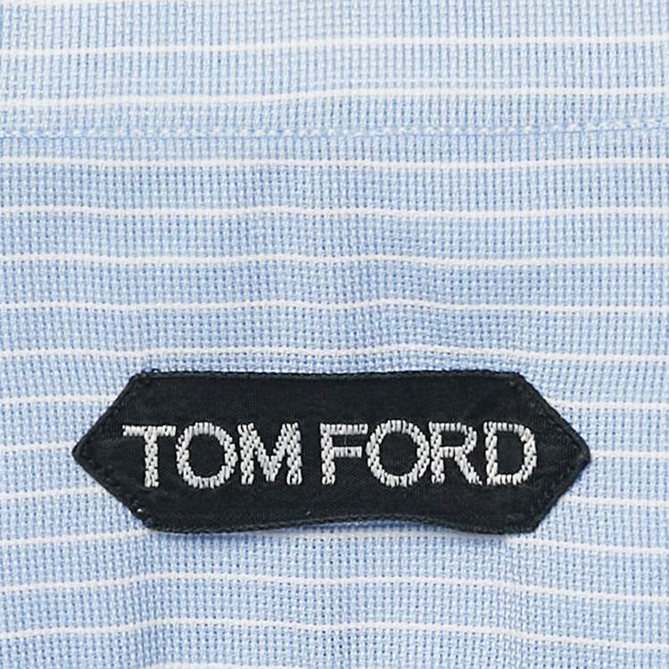Pre Owned Tom Ford Blue Pinstripe Cotton Long Sleeve Shirt M