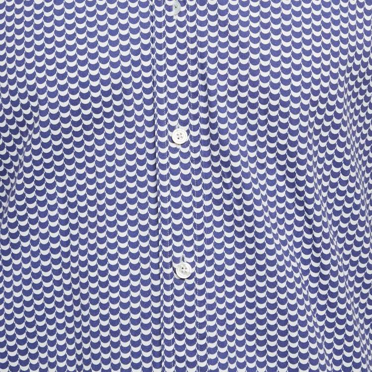 Pre Owned Tom Ford Blue Printed Cotton Long Sleeve Shirt M