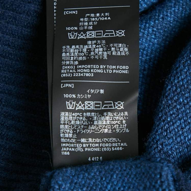 Pre Owned Tom Ford Navy Blue Cashmere Knit V-Neck Sweater XL