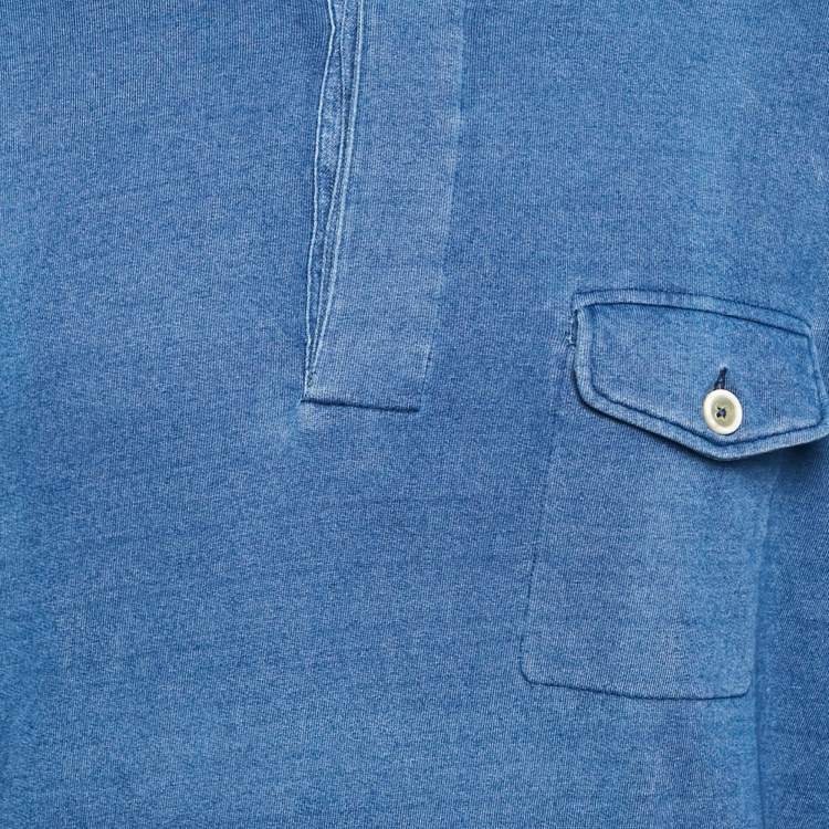 Pre Owned Tom Ford Blue Cotton Jersey Long Sleeve Polo T-Shirt XXL