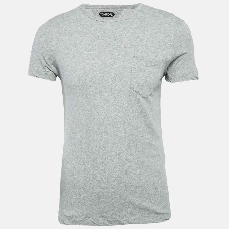 Pre Owned Tom Ford Light Grey Cotton Crew Neck T-Shirt M