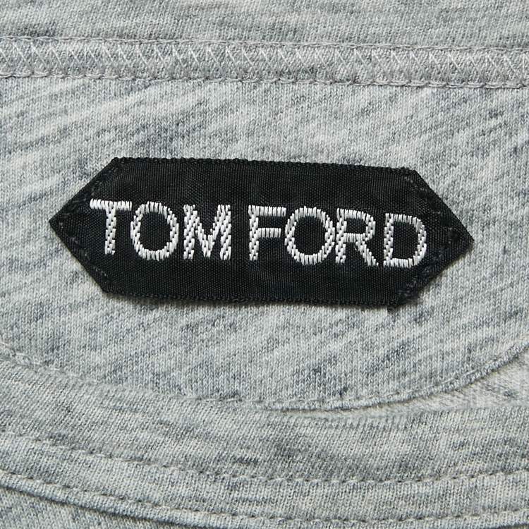 Pre Owned Tom Ford Light Grey Cotton Crew Neck T-Shirt M