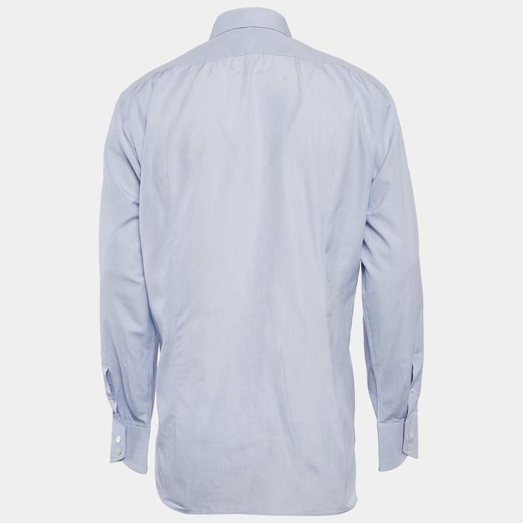 مملوكة مسبقًا Tom Ford Blue Cotton Button Front Shirt XL
