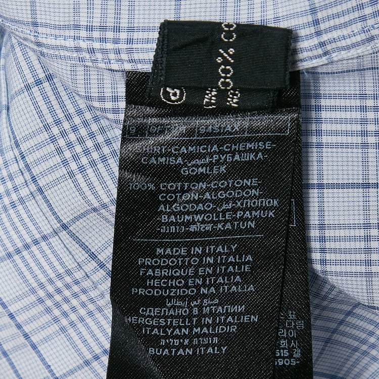 Pre Owned Tom Ford Blue Tartan Pattern Cotton Button Front Shirt XL