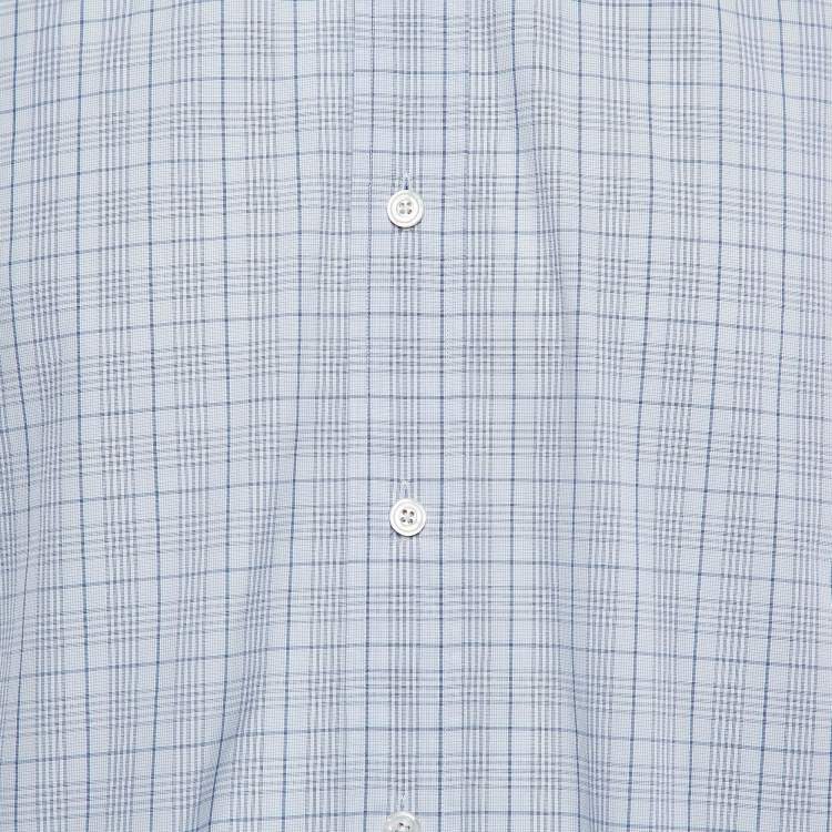 Pre Owned Tom Ford Blue Tartan Pattern Cotton Button Front Shirt XL