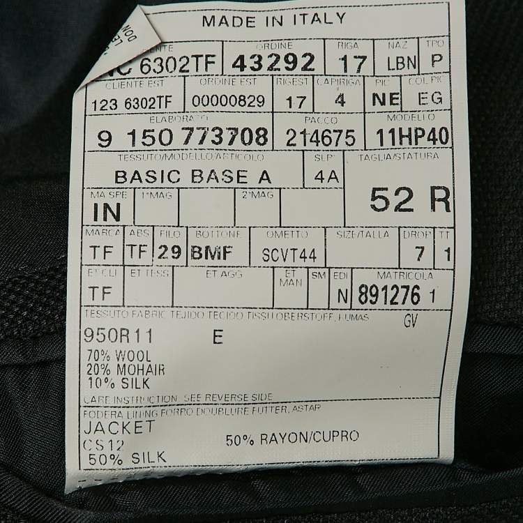 Pre Owned Tom Ford Black Wool Single Breasted Blazer XL