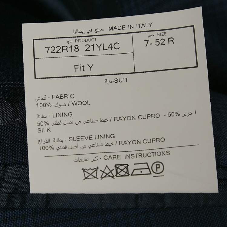 Pre Owned Tom Ford Navy Blue Wool Plaid Pants Suit XL